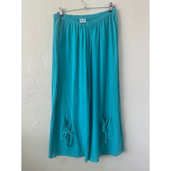 Oh My Gauze! Sammy Pants Pull On Cropped Wide Leg Beachy Lagenlook Boho XXL - Picture 3 of 6